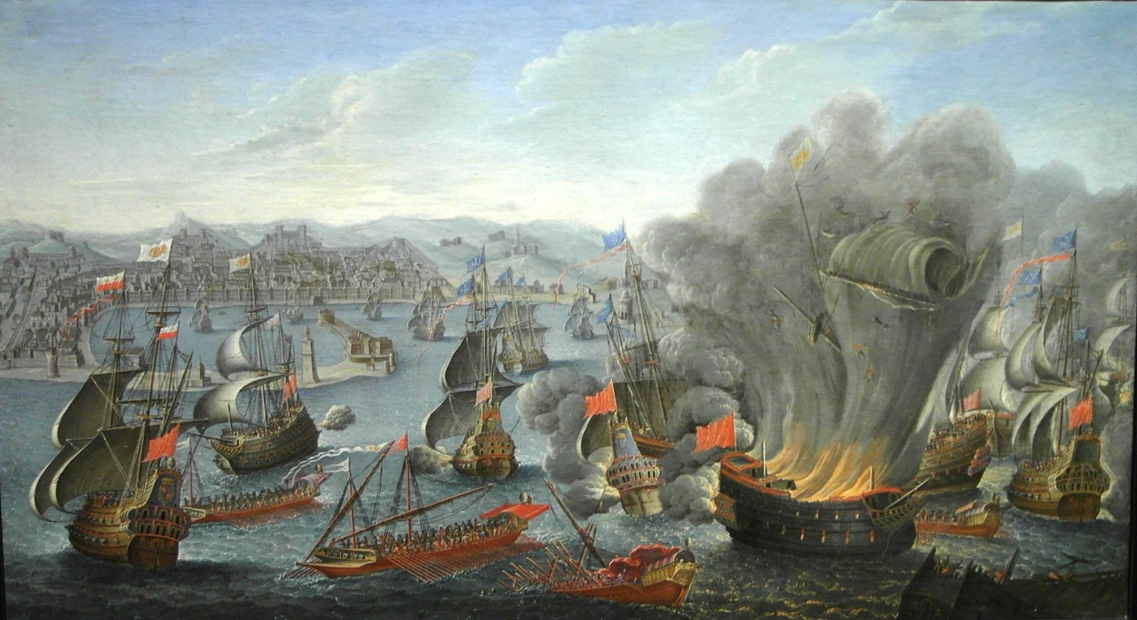 Zeeslag bij Palermo. Olieverf op doek door Pierre Puget, 1677. Particuliere collectie